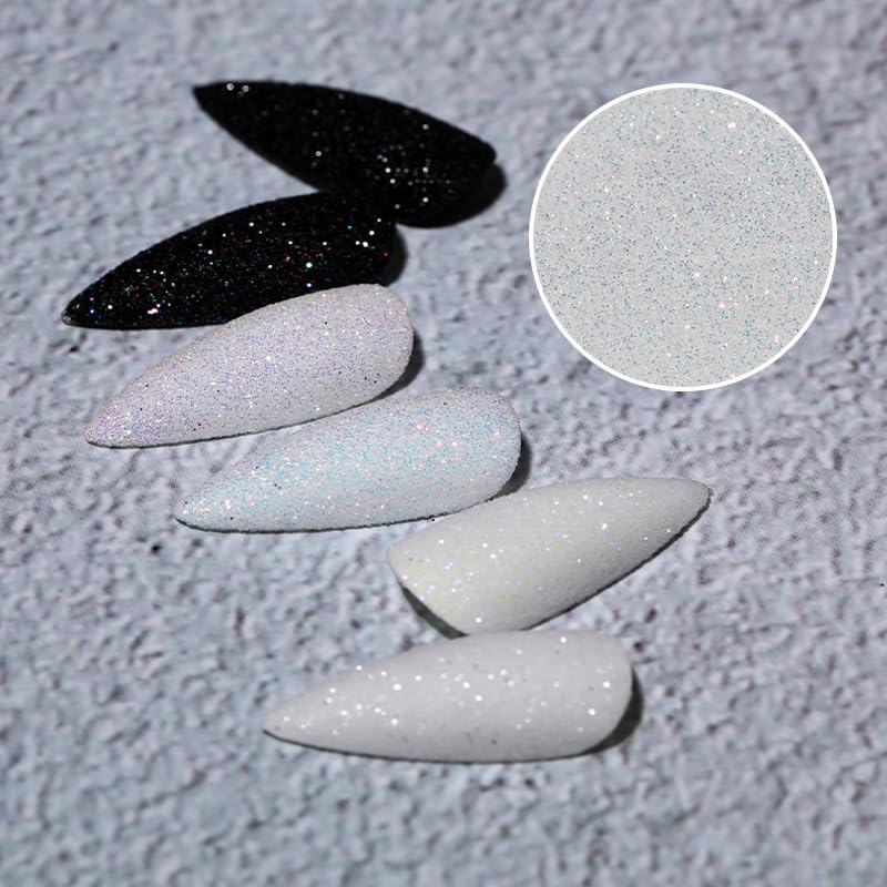 Bellecrey 10g 0.2mm Shimmer White Rainbow Nail Glitter Holographic Shining Sugar Nail Glitter Candy Coat Powder Sugar Coating Effect Powder Nail Pigment Powder Nail Art Decorations Dust Diamond Dust for Nails - Image 3